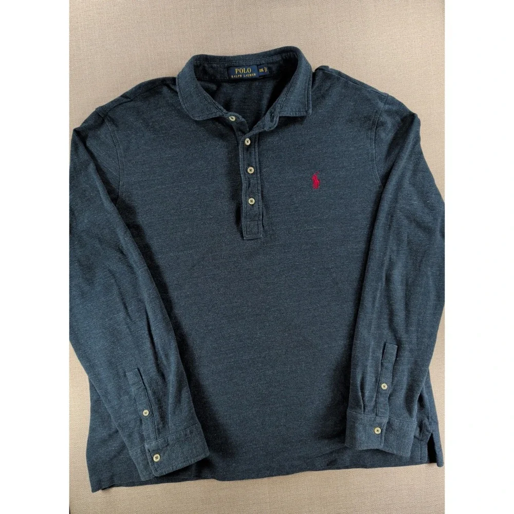 Polo Ralph Lauren Polo Shirt Mens XXL Blue Long Sleeve Pony Logo Cotton Rugby
